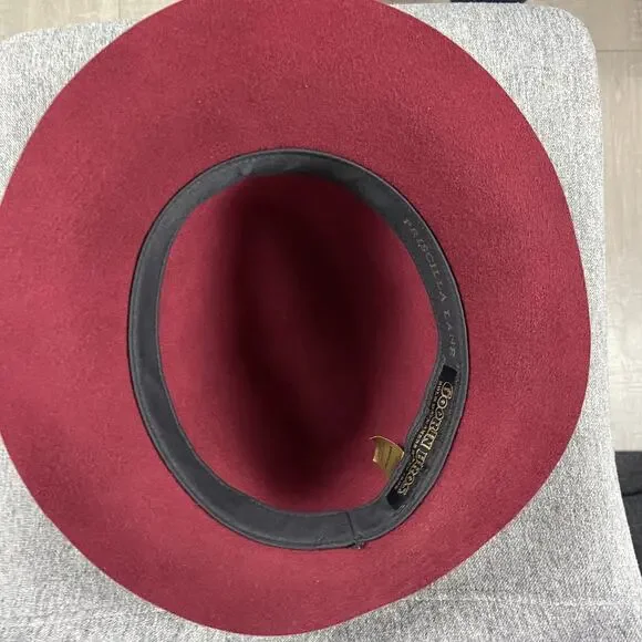 Goorin Bros Priscilla Lane Wool Fedora Hat Womens Medium Brick Red USA Made - Picture 9 of 13